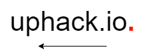 The domain uphack.io. with the trailing dot highlighted, and an arrow running right to left