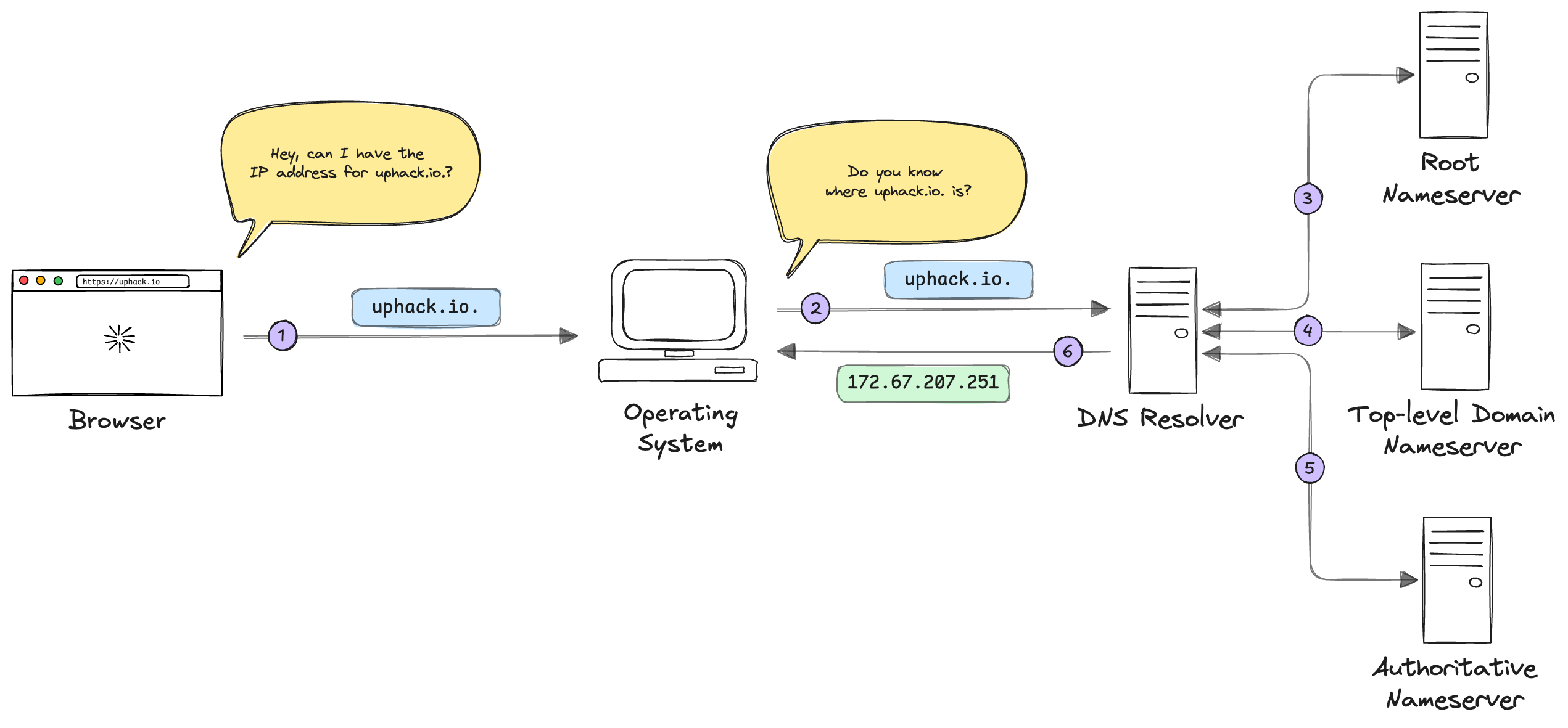 The authoritative nameserver returning the IP address, which the resolver passes back to the operating system