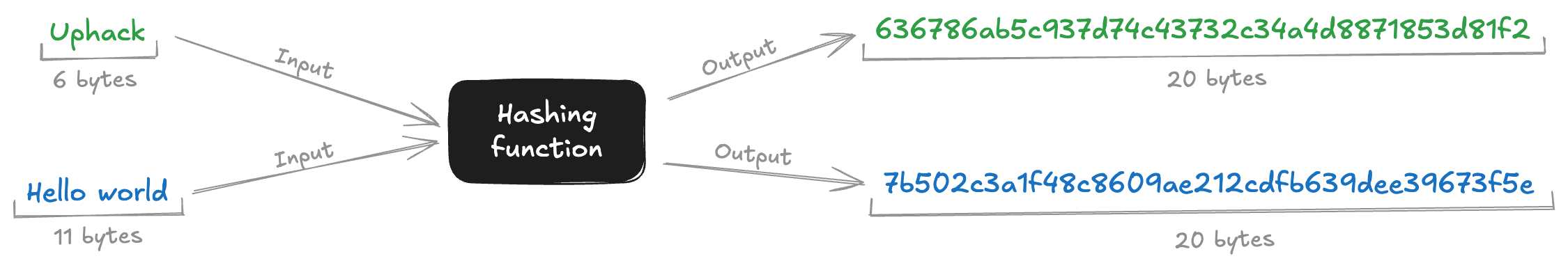 Figure 1 - Hashing an input of any size into a fixed-size digest