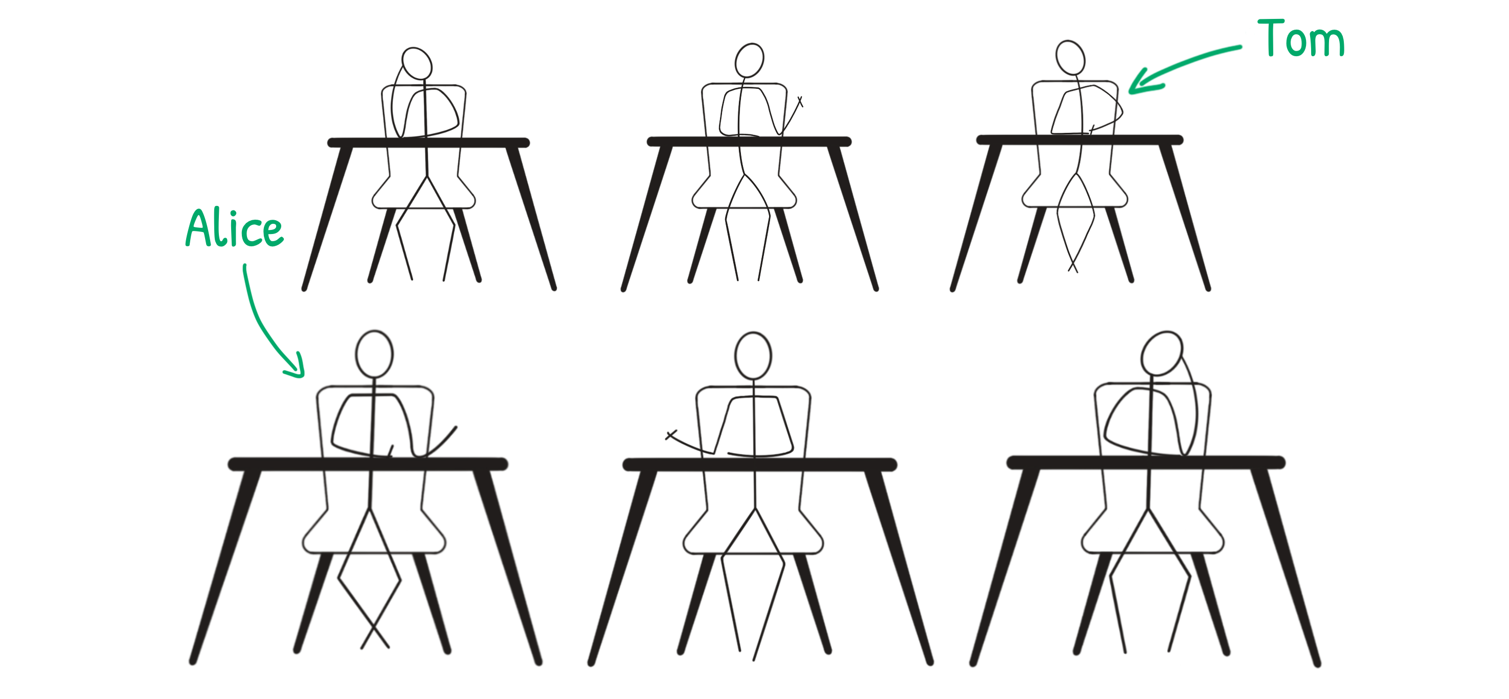 Illustration of kids passing notes in class